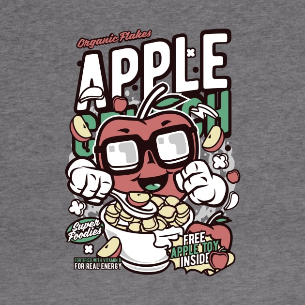 Retro Cartoon Cereal Box // Apple Crunch // Funny Vintage Breakfast Cereal by SLAG_Creative